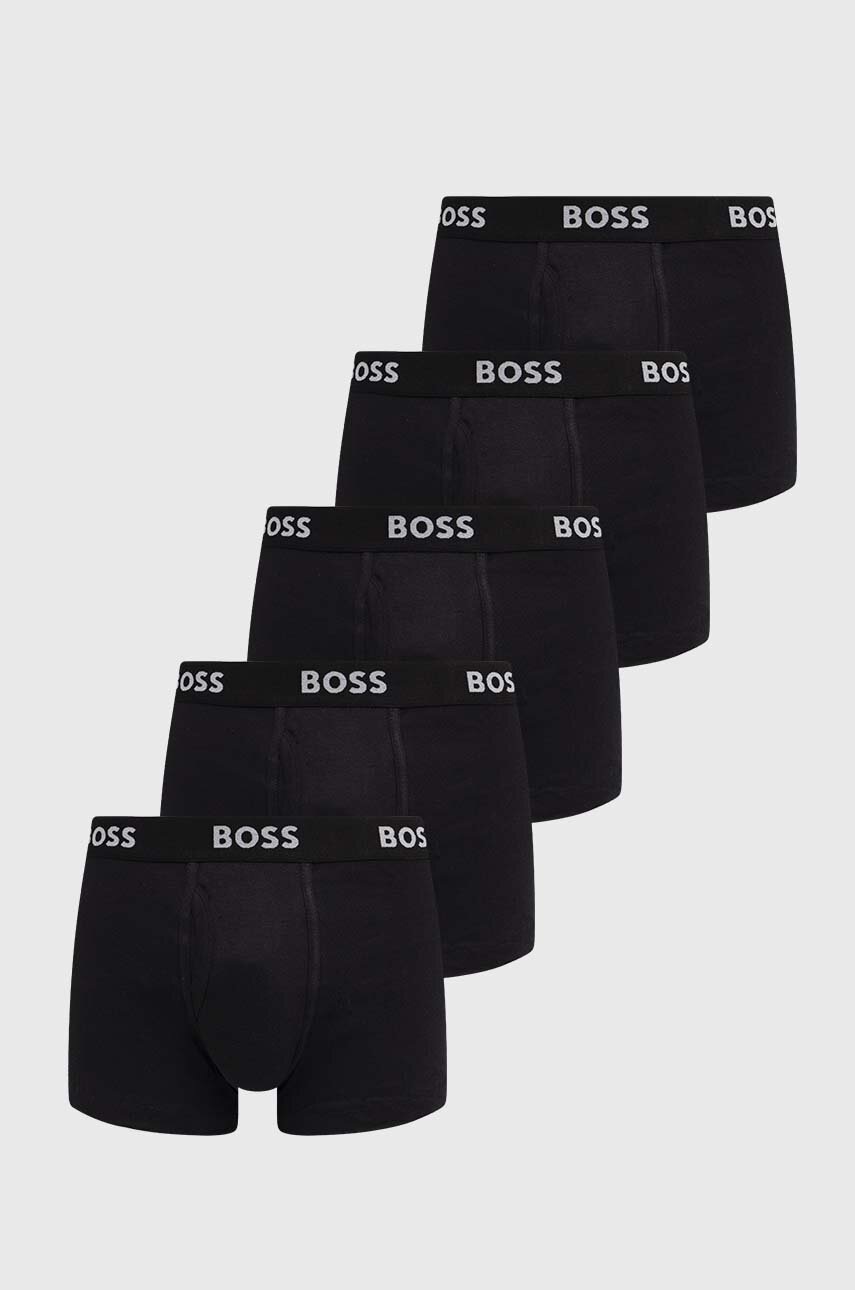 Levně Bavlněné boxerky BOSS 5-pack černá barva