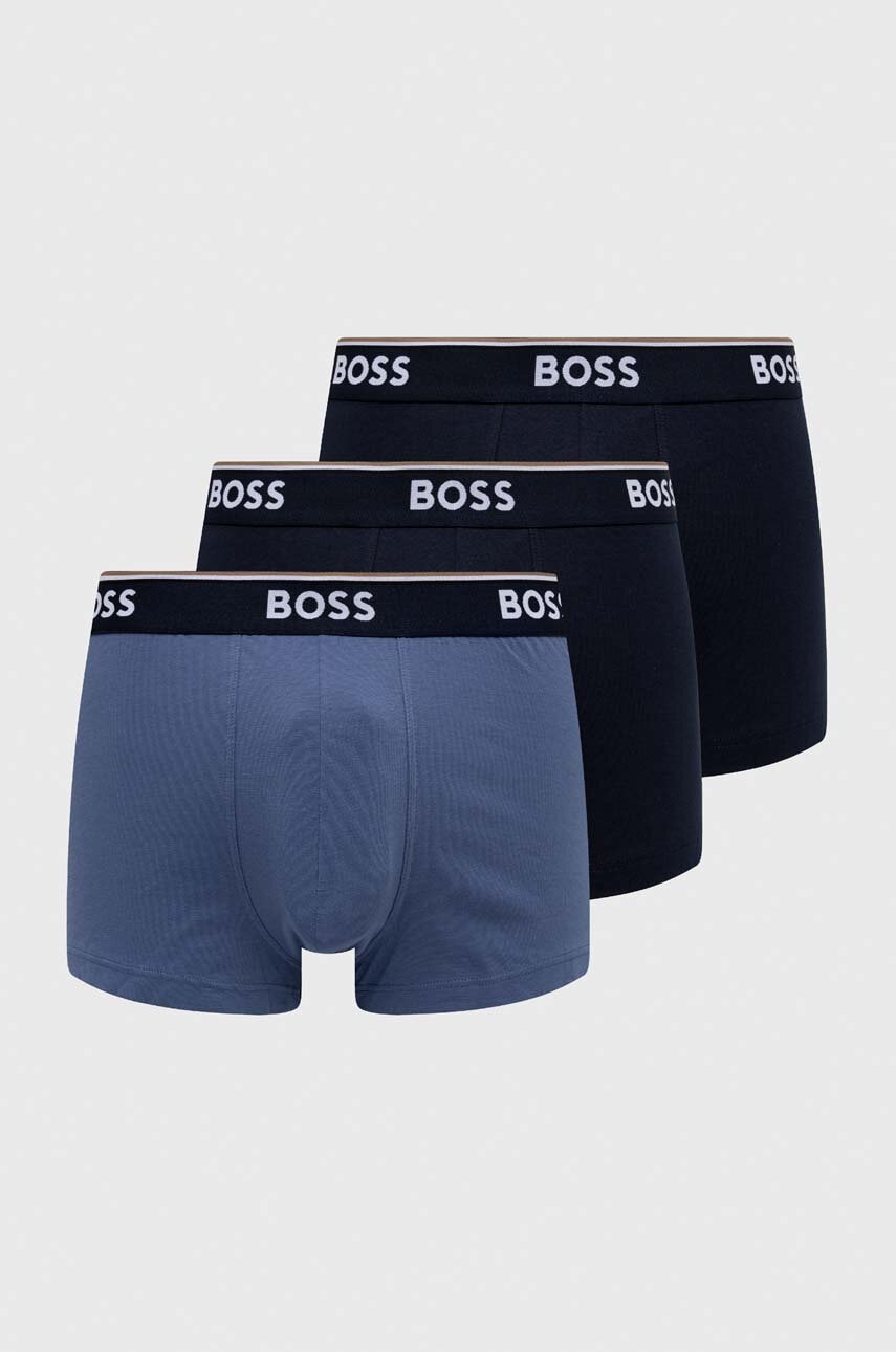 Boxerky BOSS 3-pack pánské, tmavomodrá barva