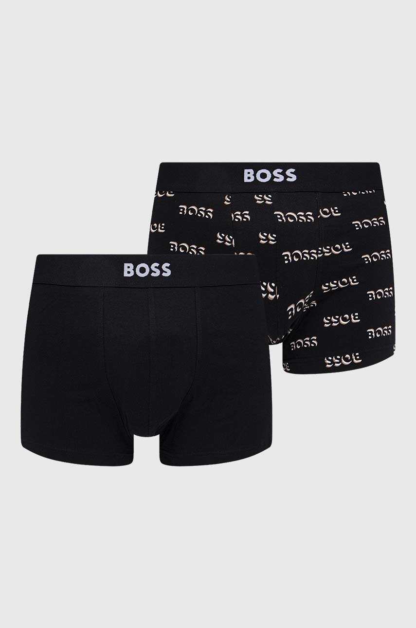 E-shop Boxerky BOSS 2-pack pánské, černá barva