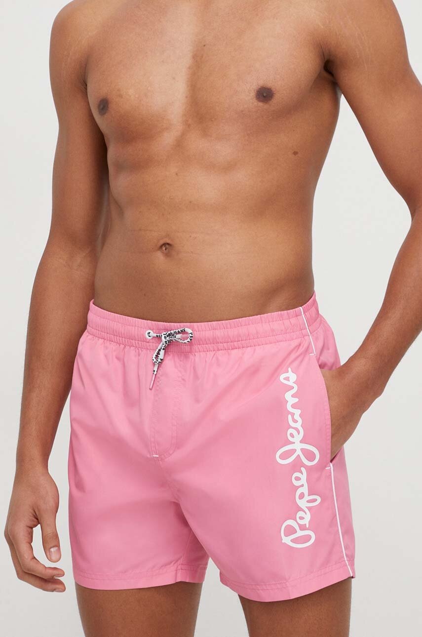 Σορτς κολύμβησης Pepe Jeans LOGO SWIMSHORT χρώμα: ροζ PMB10393
