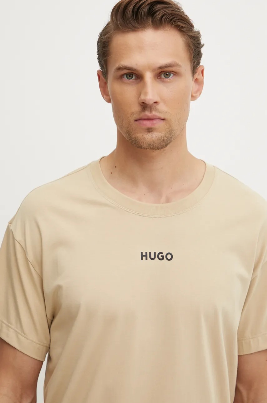

Домашна тениска HUGO в бежово с принт 50518646, Бежов