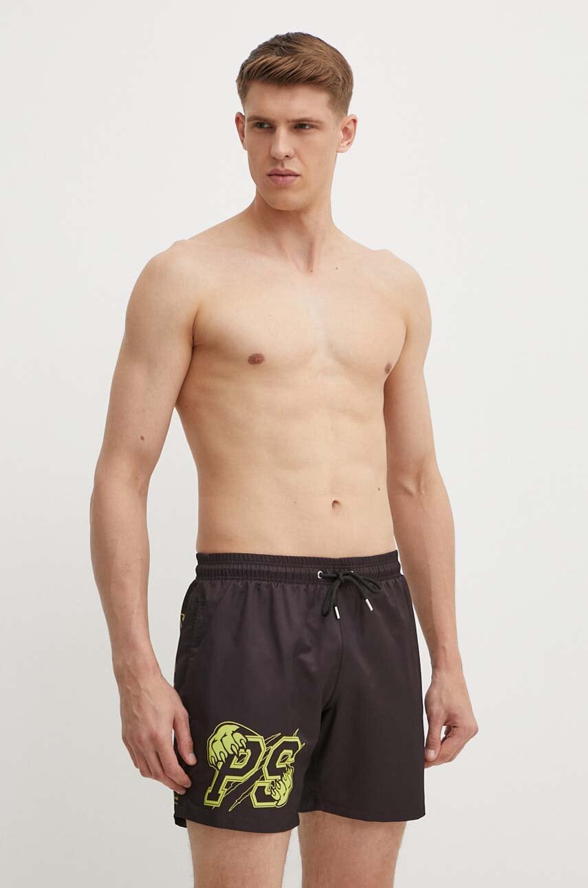PLEIN SPORT pantaloni scurti de baie culoarea negru PLEIN SPORT pantaloni scurti de baie culoarea negru