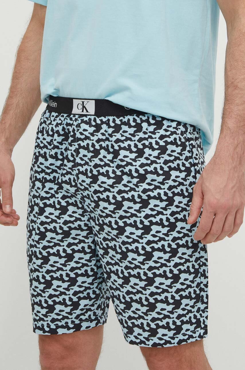 

Късо долнище на пижама Calvin Klein Underwear мъжко в синьо с десен, Син