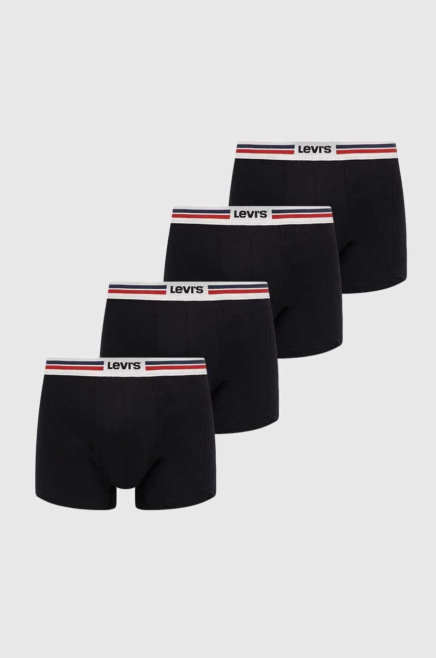 Levně Boxerky Levi's 4-pack pánské, černá barva