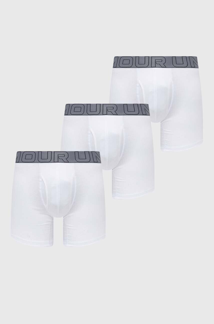 Under Armour boxeri 3-pack barbati, culoarea alb