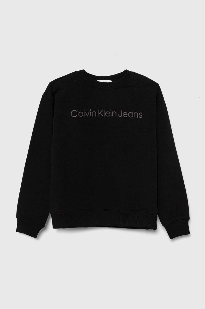 

Детски суичър Calvin Klein Jeans в черно с апликация, Черен