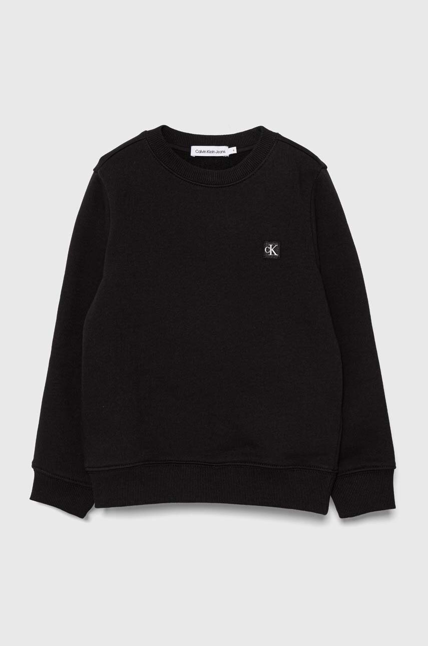 

Детски суичър Calvin Klein Jeans в черно с изчистен дизайн, Черен