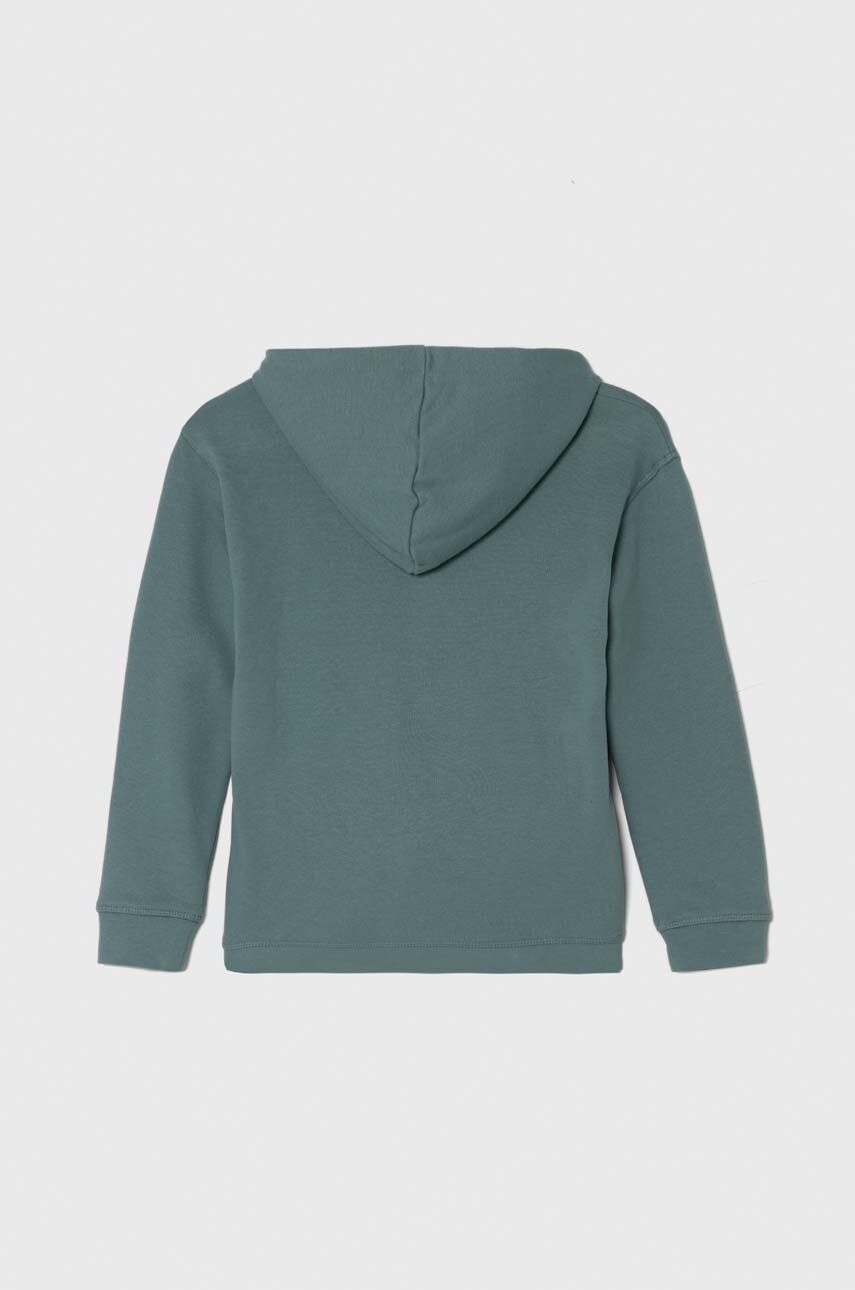Детская кофта Guess цвет зелёный с капюшоном однотонная