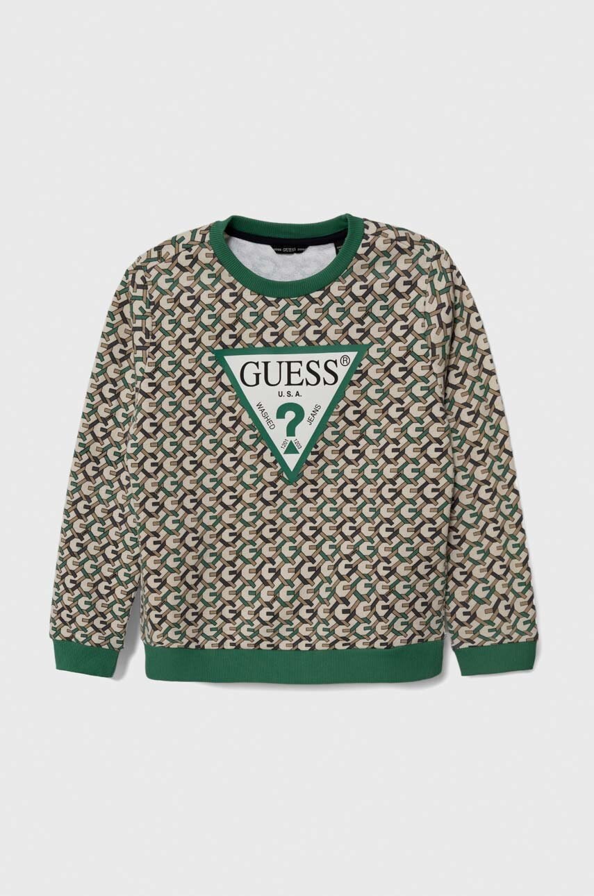 

Детская хлопковая кофта Guess цвет зелёный узор