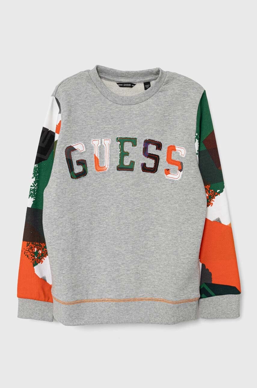 

Детская хлопковая кофта Guess цвет серый узор