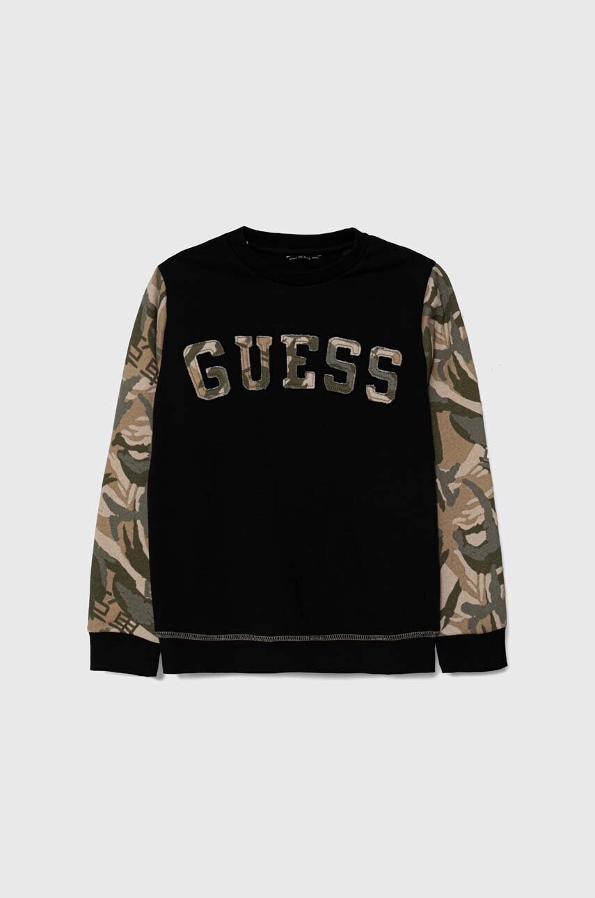 

Дитяча бавовняна кофта Guess колір чорний візерунок