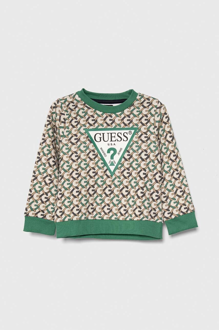 

Дитяча бавовняна кофта Guess колір зелений візерунок