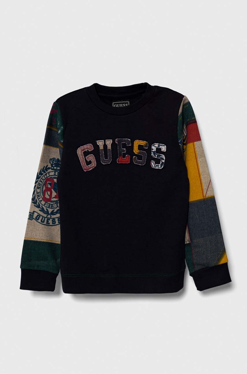 

Дитяча бавовняна кофта Guess колір синій візерунок