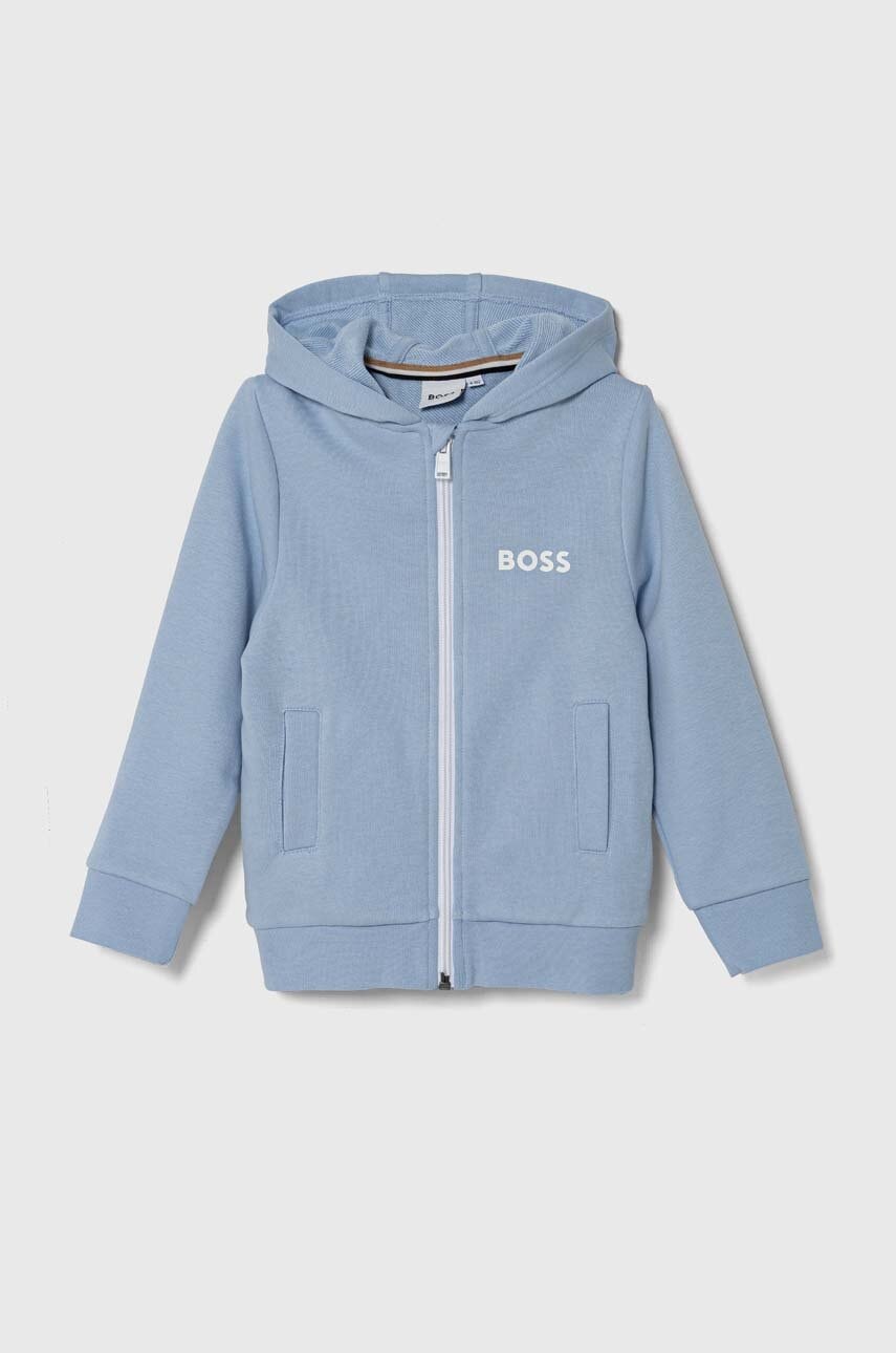 BOSS bluza copii cu glugă, neted