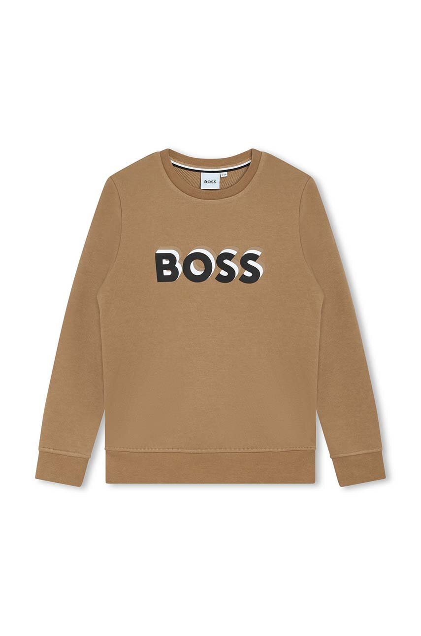 Детская кофта BOSS цвет бежевый с принтом Детская кофта BOSS цвет бежевый с принтом