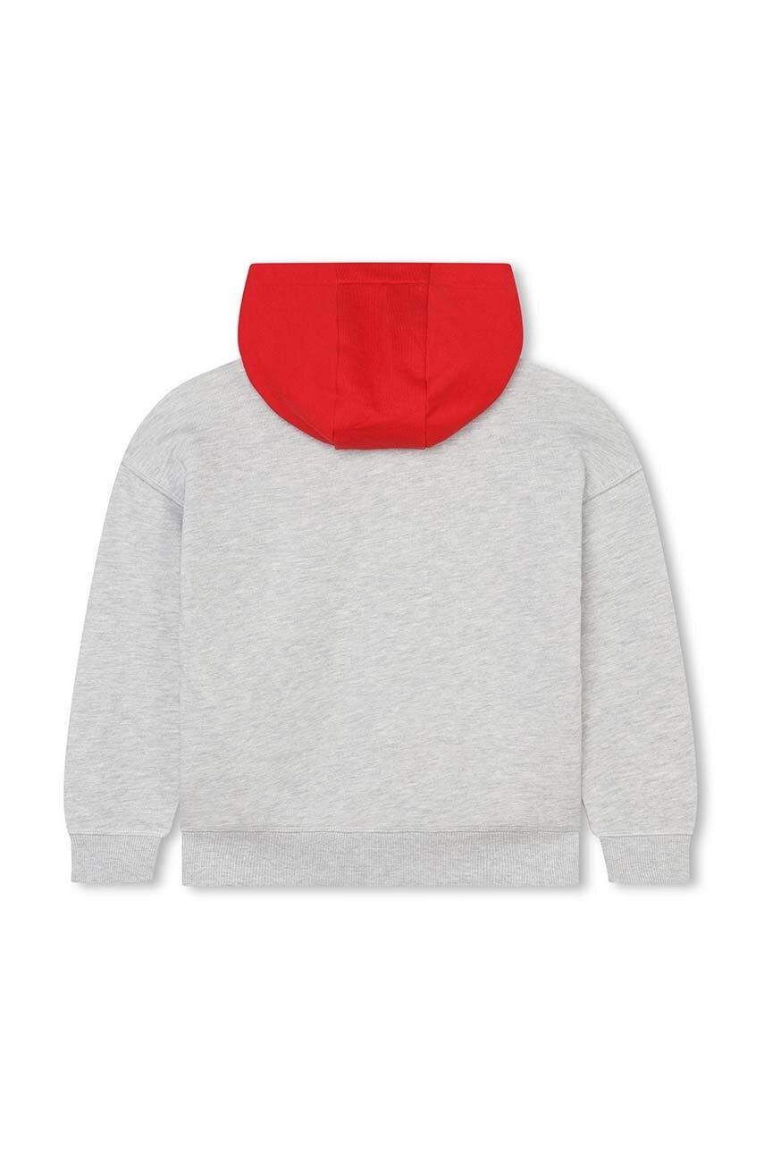 Детская кофта HUGO цвет серый с капюшоном с принтом