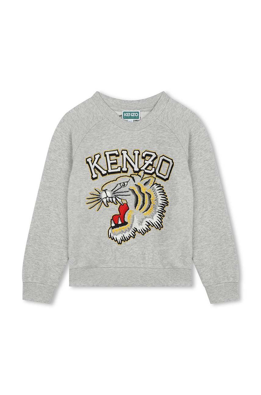 Levně Dětská bavlněná mikina Kenzo Kids šedá barva, s potiskem