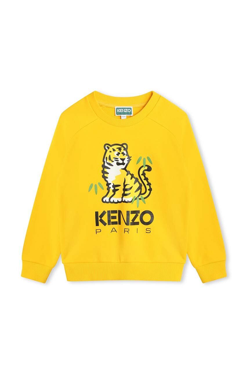 Levně Dětská bavlněná mikina Kenzo Kids žlutá barva, s potiskem