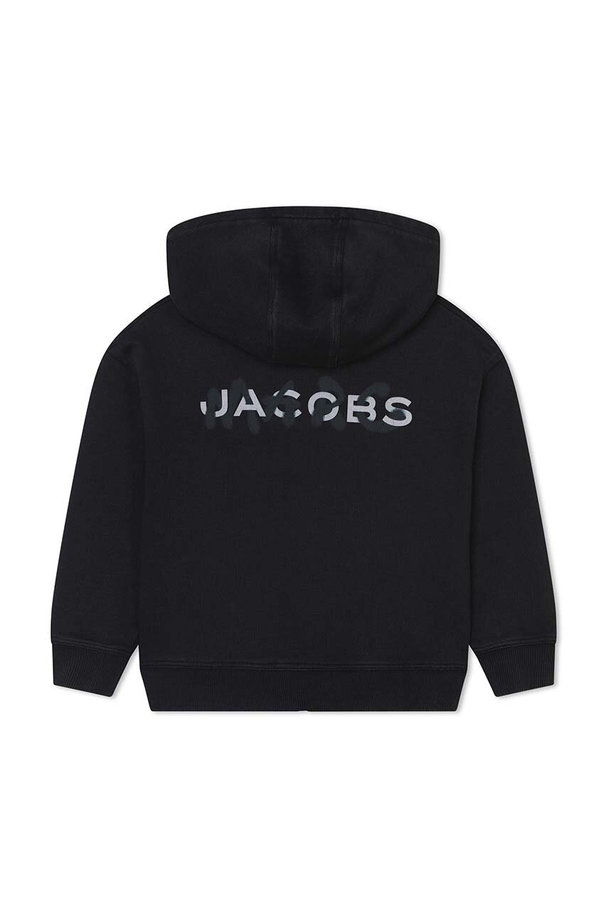 Детская хлопковая кофта Marc Jacobs цвет чёрный с капюшоном с принтом