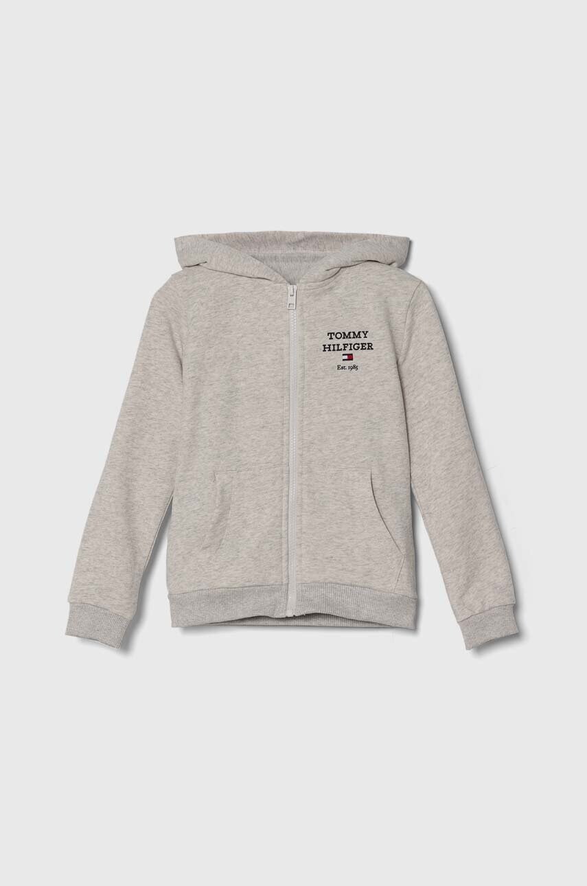 

Дитяча кофта Tommy Hilfiger колір сірий з капюшоном з принтом