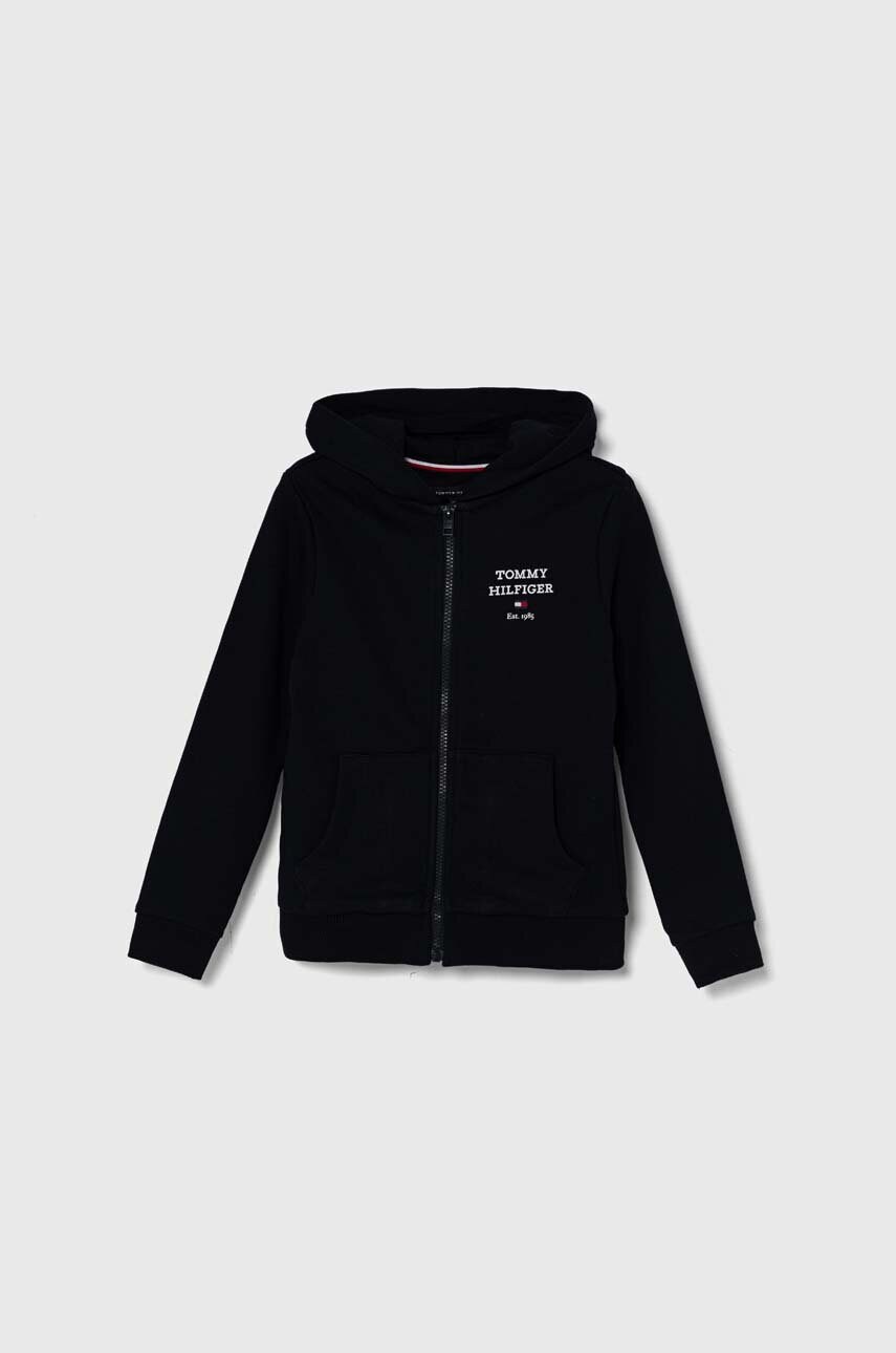 

Дитяча кофта Tommy Hilfiger колір чорний з капюшоном з принтом