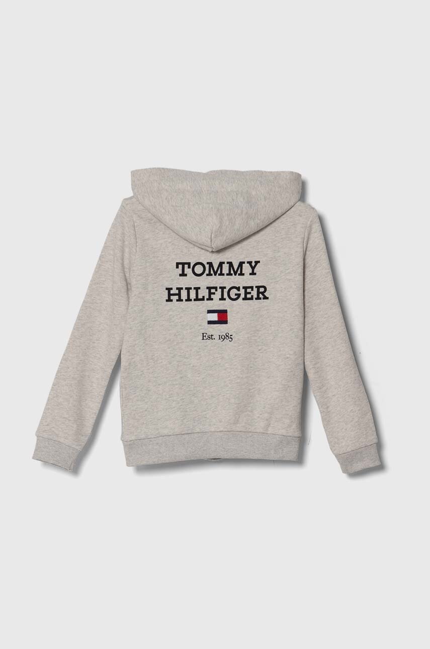 Детская кофта Tommy Hilfiger цвет серый с капюшоном с принтом