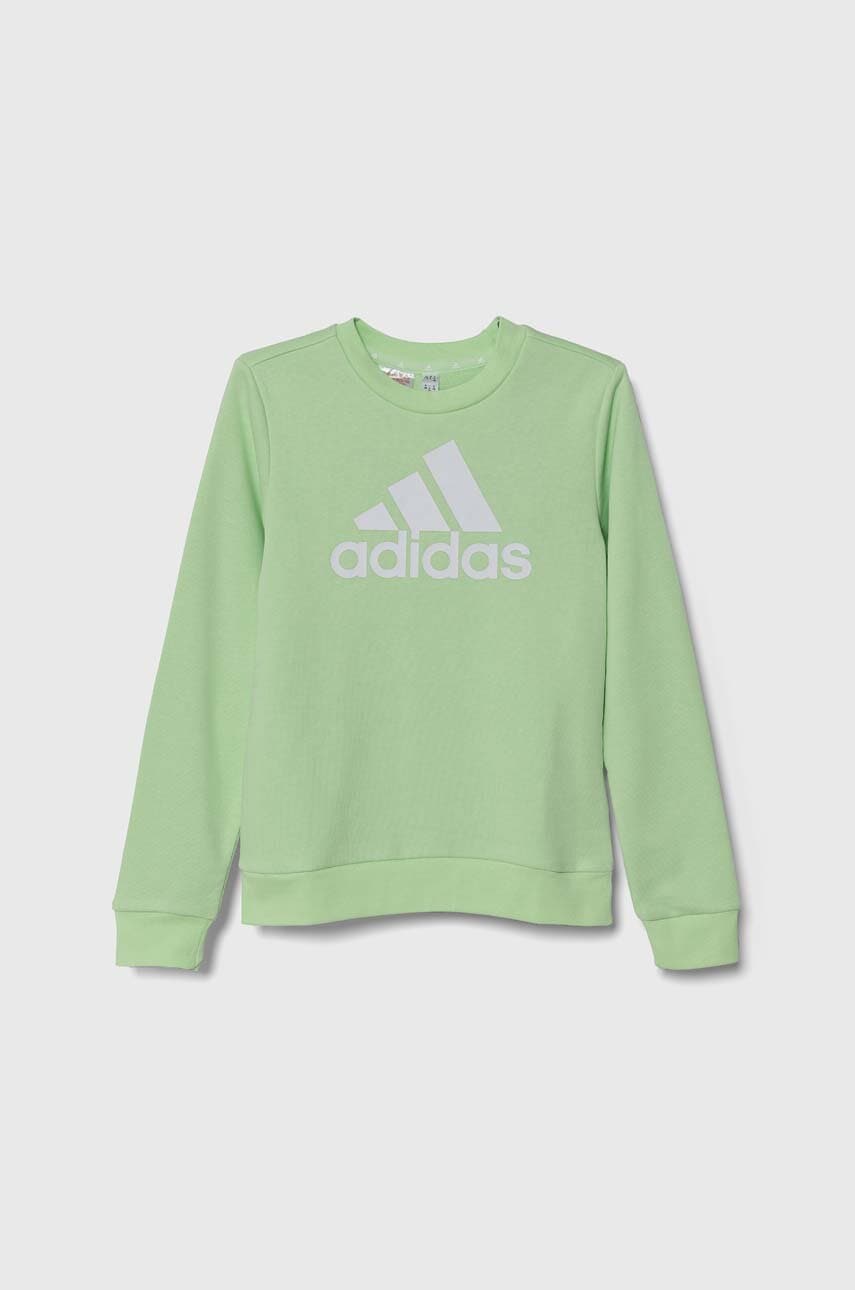 Levně Dětská mikina adidas zelená barva, s potiskem