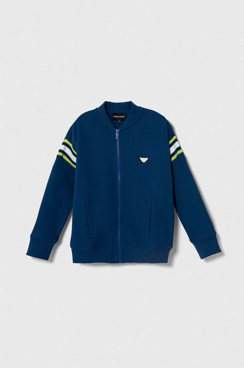 Детская хлопковая кофта Emporio Armani цвет синий узор Детская хлопковая кофта Emporio Armani цвет синий узор