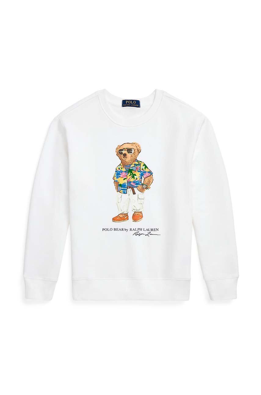 E-shop Dětská bavlněná mikina Polo Ralph Lauren bílá barva, s potiskem