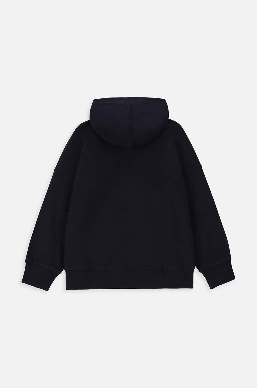 Детская хлопковая кофта Coccodrillo цвет синий с капюшоном с принтом Детская хлопковая кофта Coccodrillo цвет синий с капюшоном с принтом