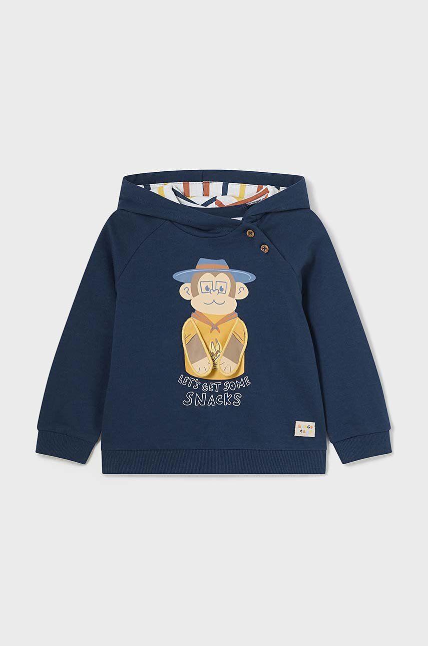 Mayoral bluza bebe culoarea albastru marin, cu glugă, cu im