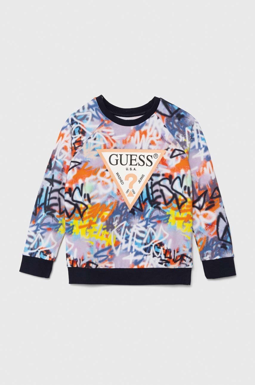 

Детски памучен суичър Guess с десен, Многоцветен