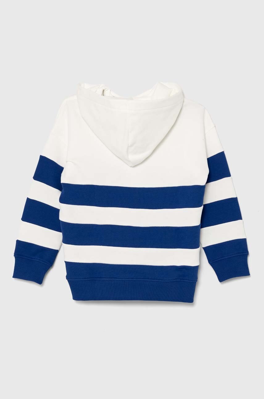 Дитяча бавовняна кофта Lacoste колір білий з капюшоном візерунок