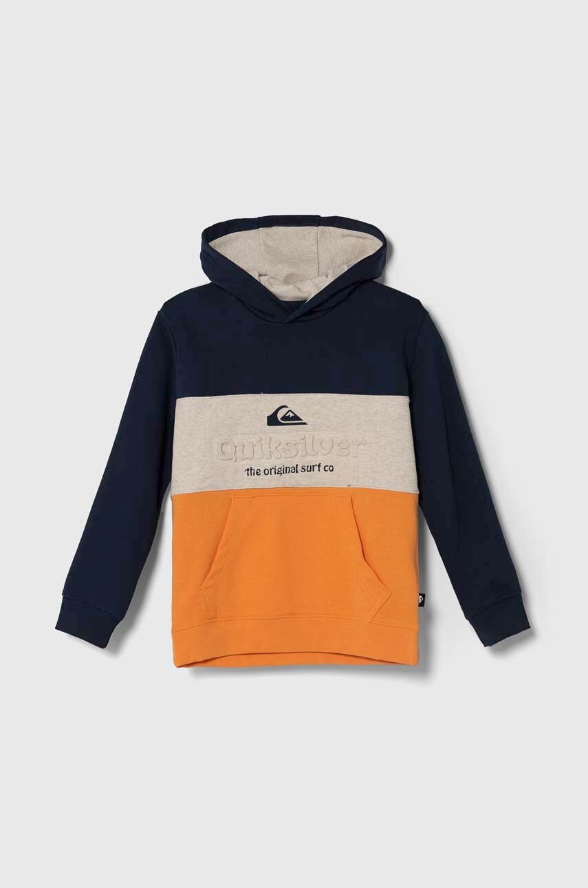 Quiksilver bluza copii EMBOSSHOODYTH culoarea portocaliu, cu glugă, cu imprimeu