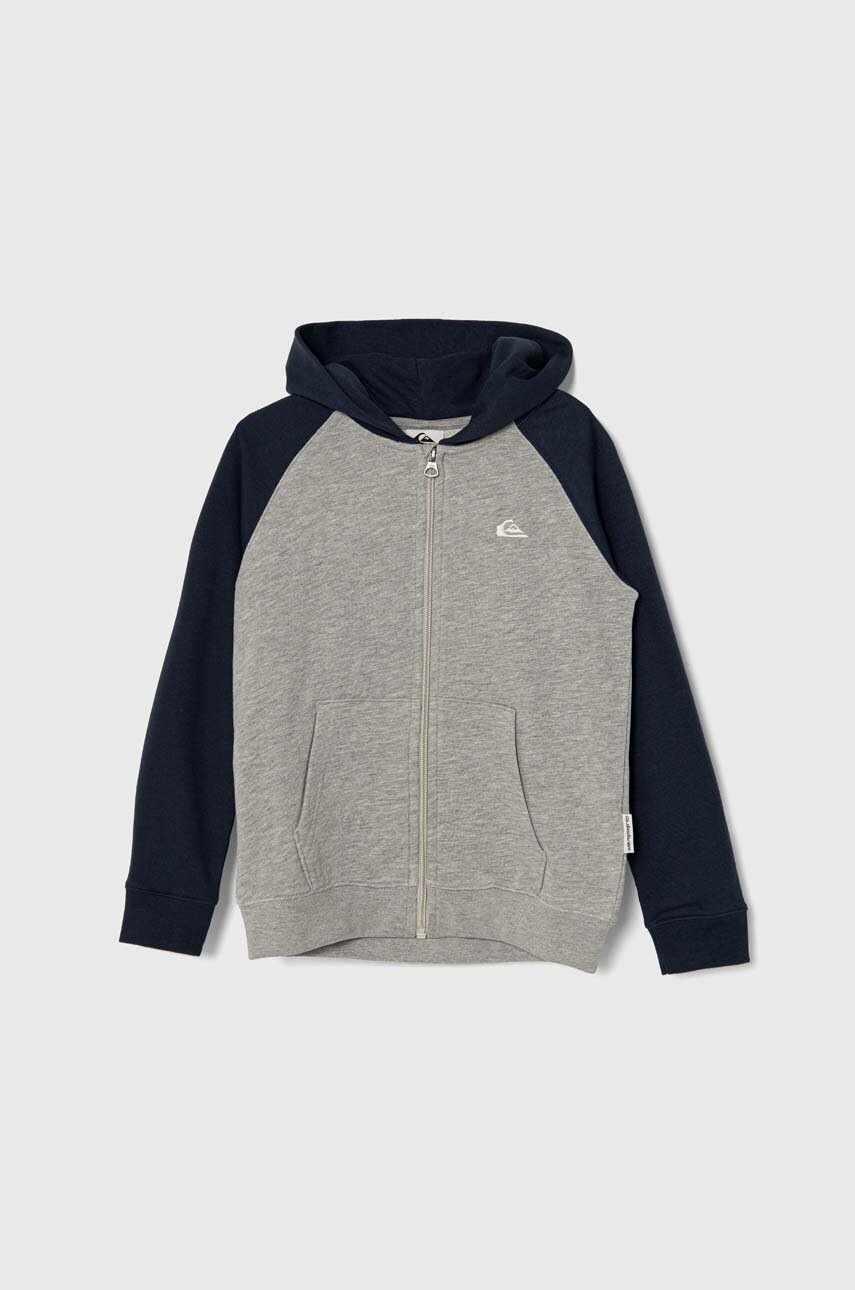 Levně Dětská mikina Quiksilver EASY DAY SOLID šedá barva, s kapucí, vzorovaná