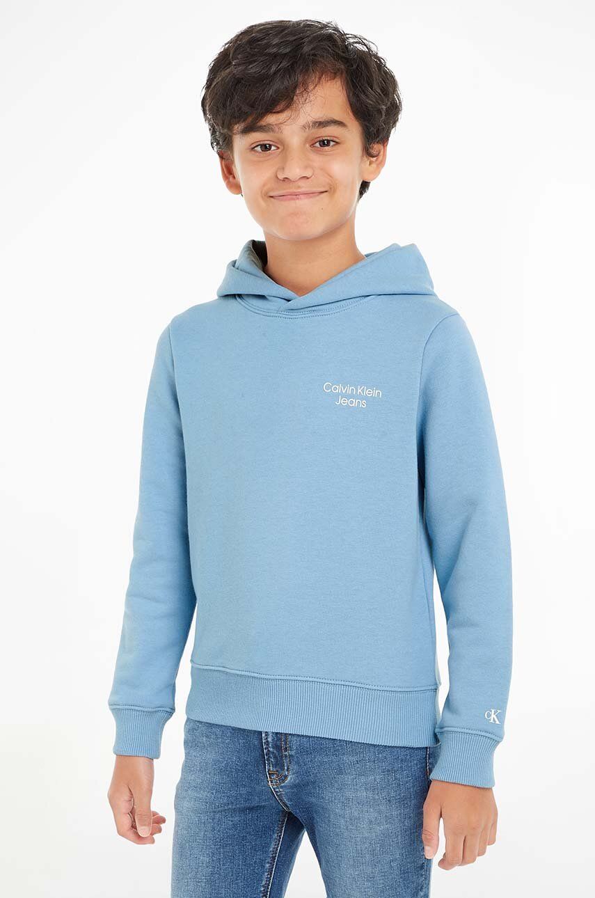 E-shop Dětská mikina Calvin Klein Jeans s kapucí, s potiskem