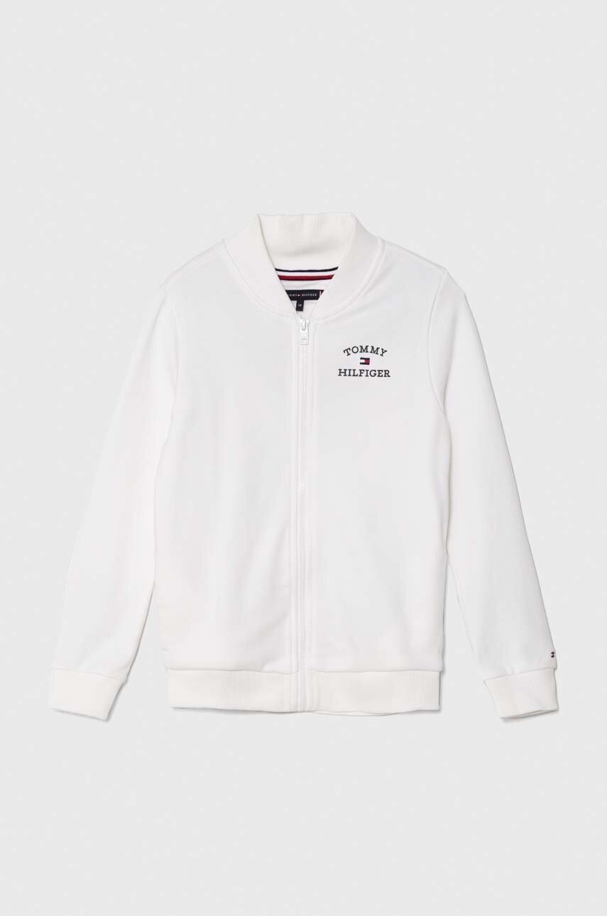 

Детски памучен суичър Tommy Hilfiger в бяло с принт, Бял