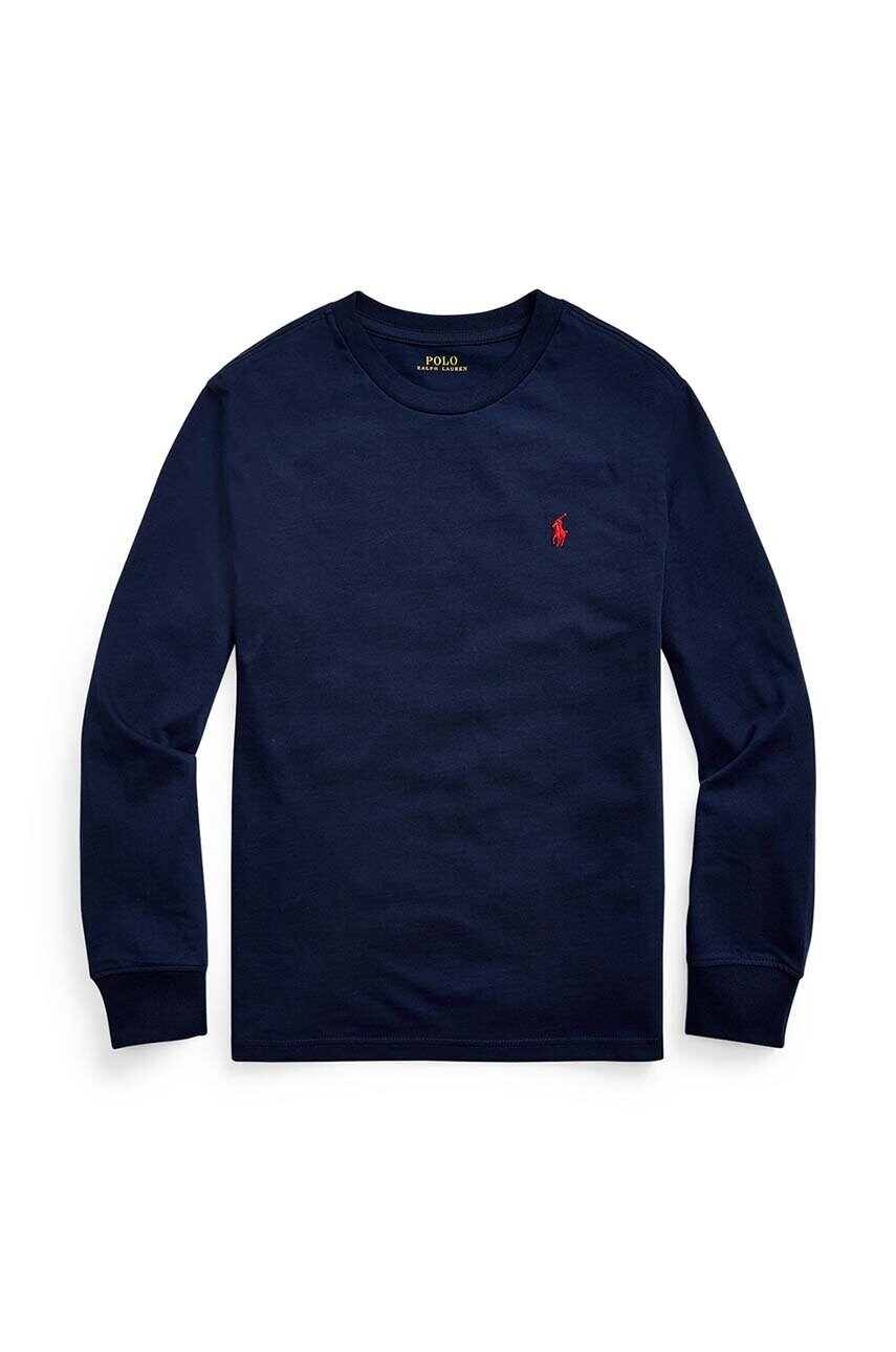 Levně Dětská bavlněná mikina Polo Ralph Lauren tmavomodrá barva, hladká, 323843804002