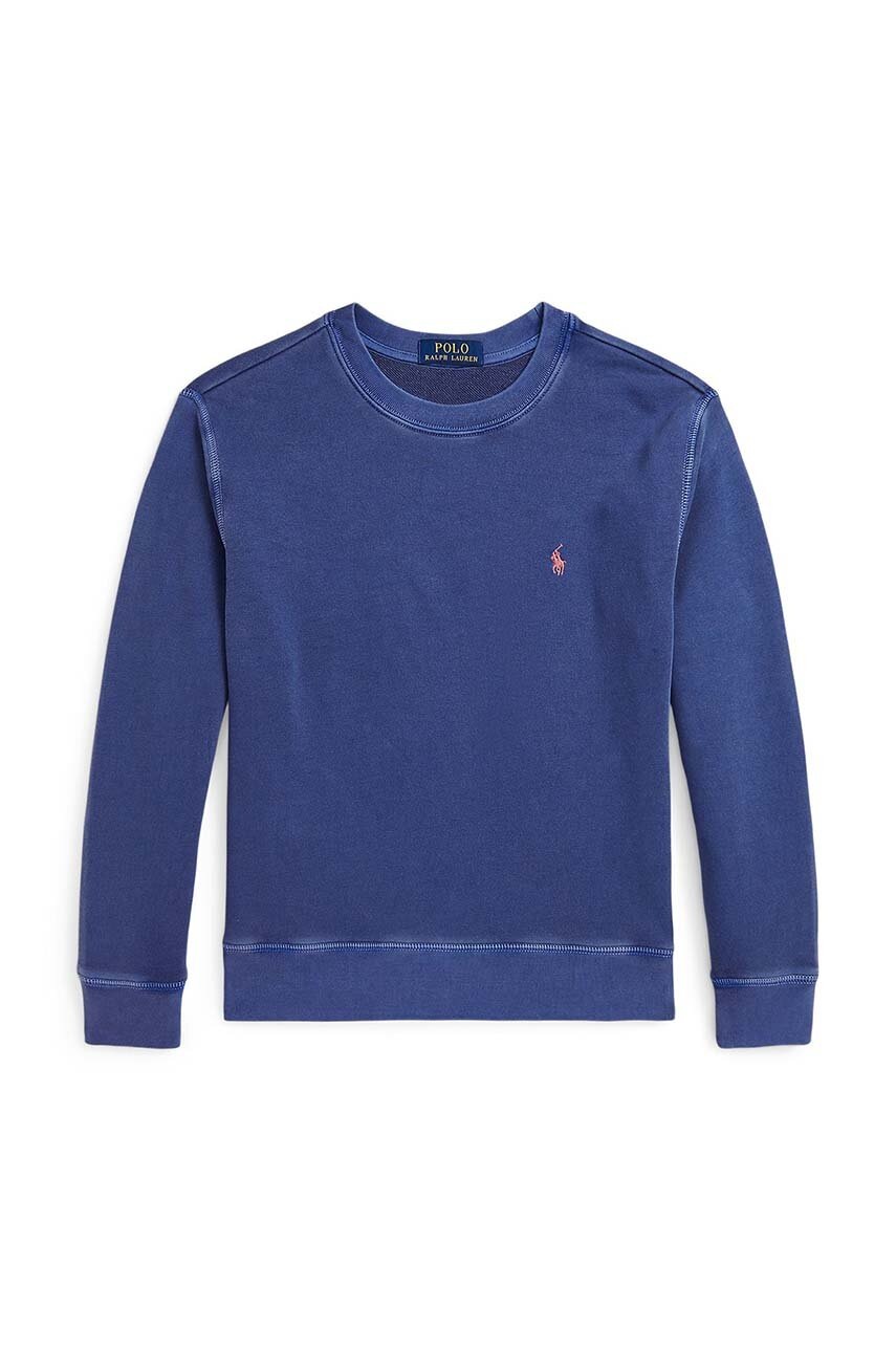 

Детски памучен суичър Polo Ralph Lauren в синьо с изчистен дизайн 323942099003, Син
