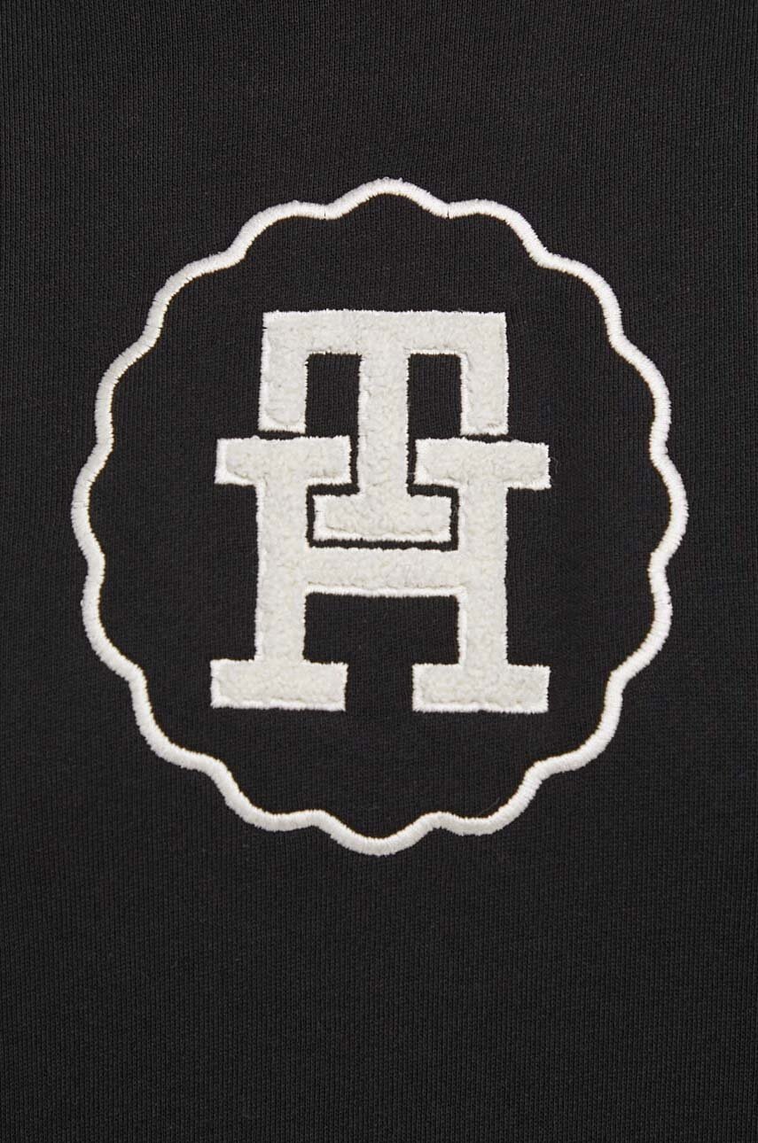 Βαμβακερή μπλούζα Tommy Hilfiger γυναικεία, χρώμα: μαύρο φωτογραφία