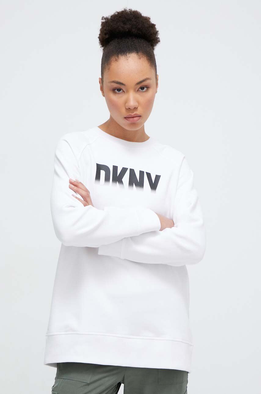 E-shop Mikina Dkny dámská, bílá barva, s potiskem, DP3T9623