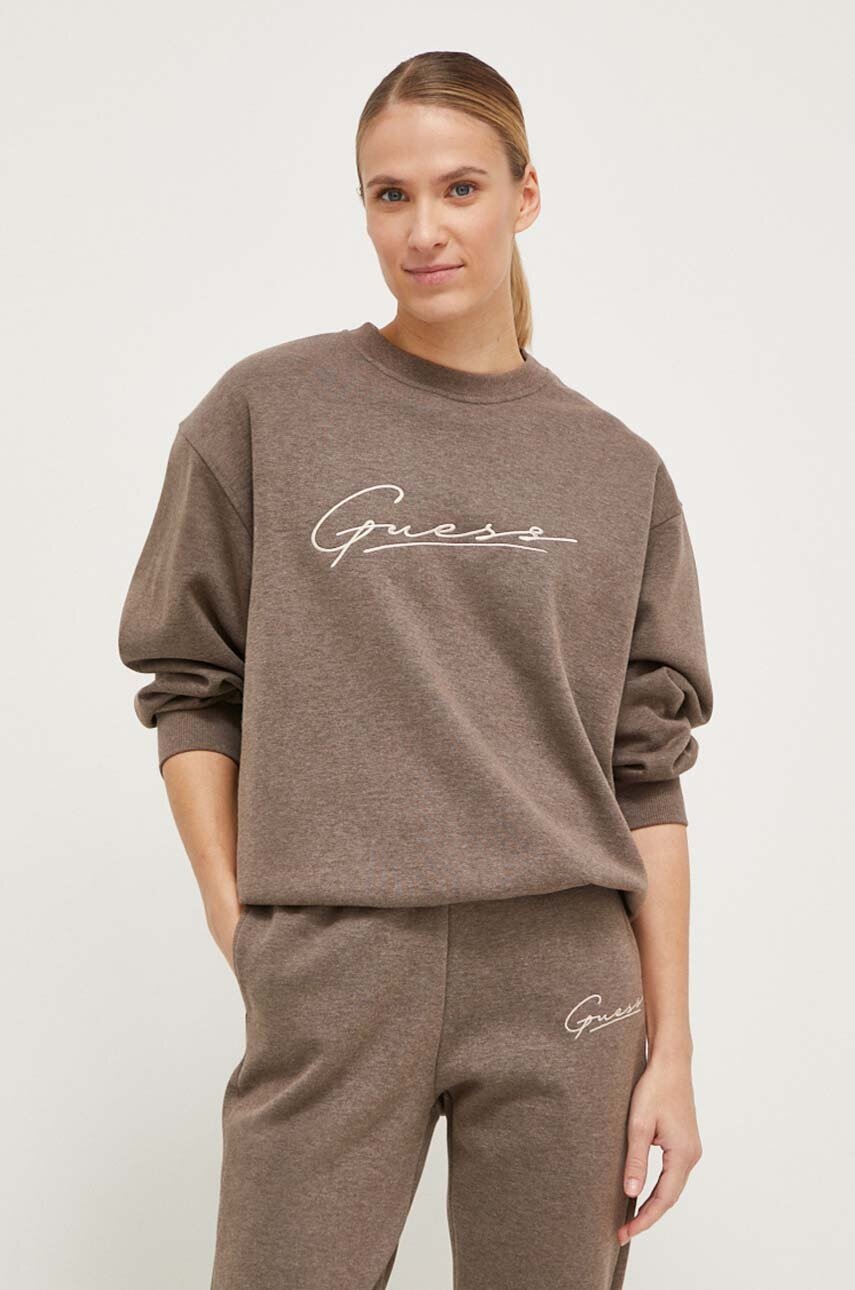 

Кофта Guess жіноча колір коричневий з аплікацією