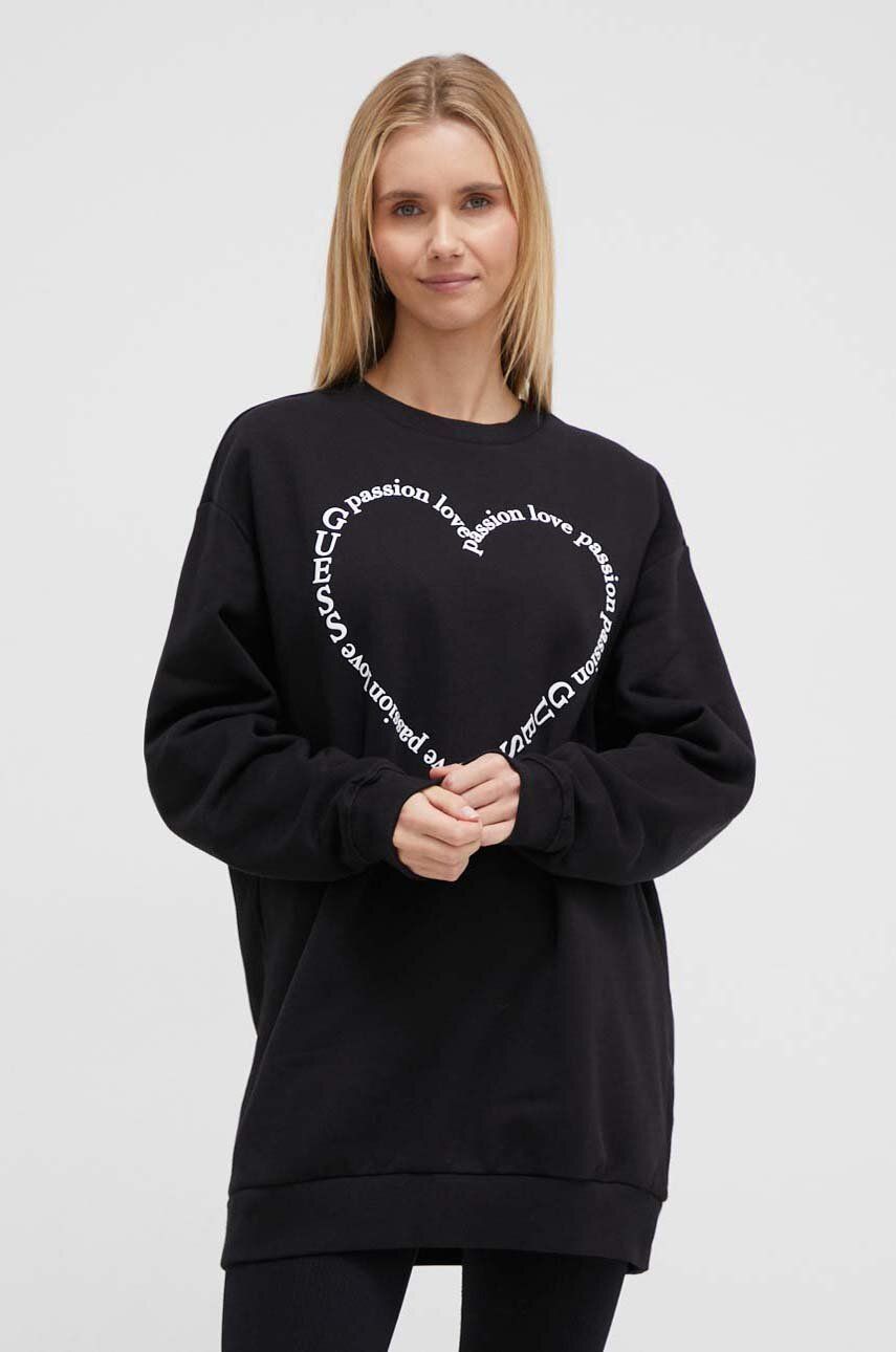 E-shop Bavlněná mikina Guess GRAPHIC dámská, černá barva, s potiskem, V4RQ11 K68I0