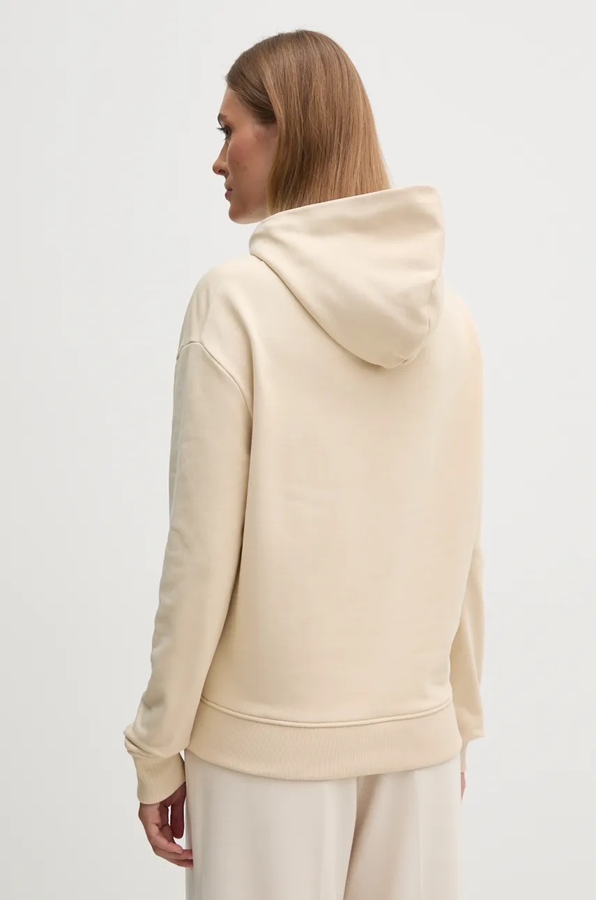 Βαμβακερή μπλούζα Calvin Klein γυναικεία, χρώμα: μπεζ, με κουκούλα, K20K205449 φωτογραφία
