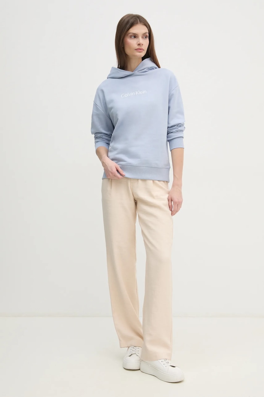 Хлопковая кофта Calvin Klein женская с капюшоном с принтом K20K205449 Хлопковая кофта Calvin Klein женская с капюшоном с принтом K20K205449