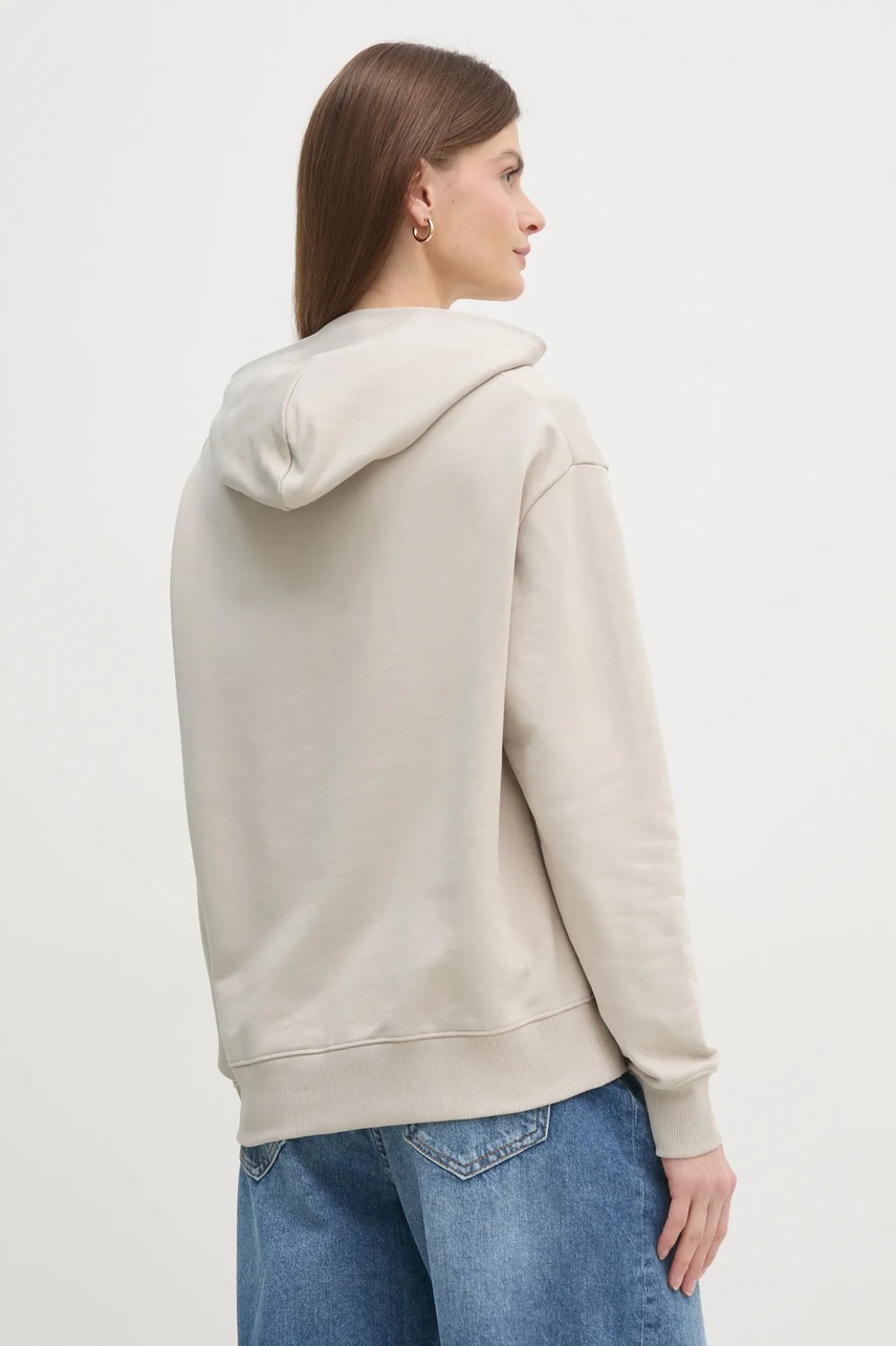 Βαμβακερή μπλούζα Calvin Klein γυναικεία, χρώμα: μπεζ, με κουκούλα, K20K205449 φωτογραφία