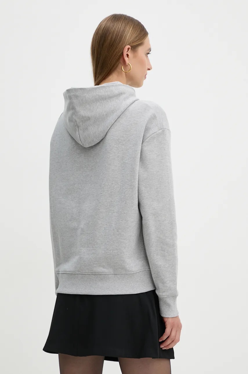 Βαμβακερή μπλούζα Calvin Klein γυναικεία, χρώμα: γκρι, με κουκούλα, K20K205449 φωτογραφία
