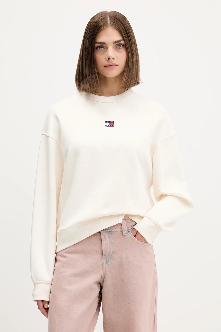 Tommy Jeans hanorac de bumbac culoarea negru, cu imprimeu, DW0DW17325