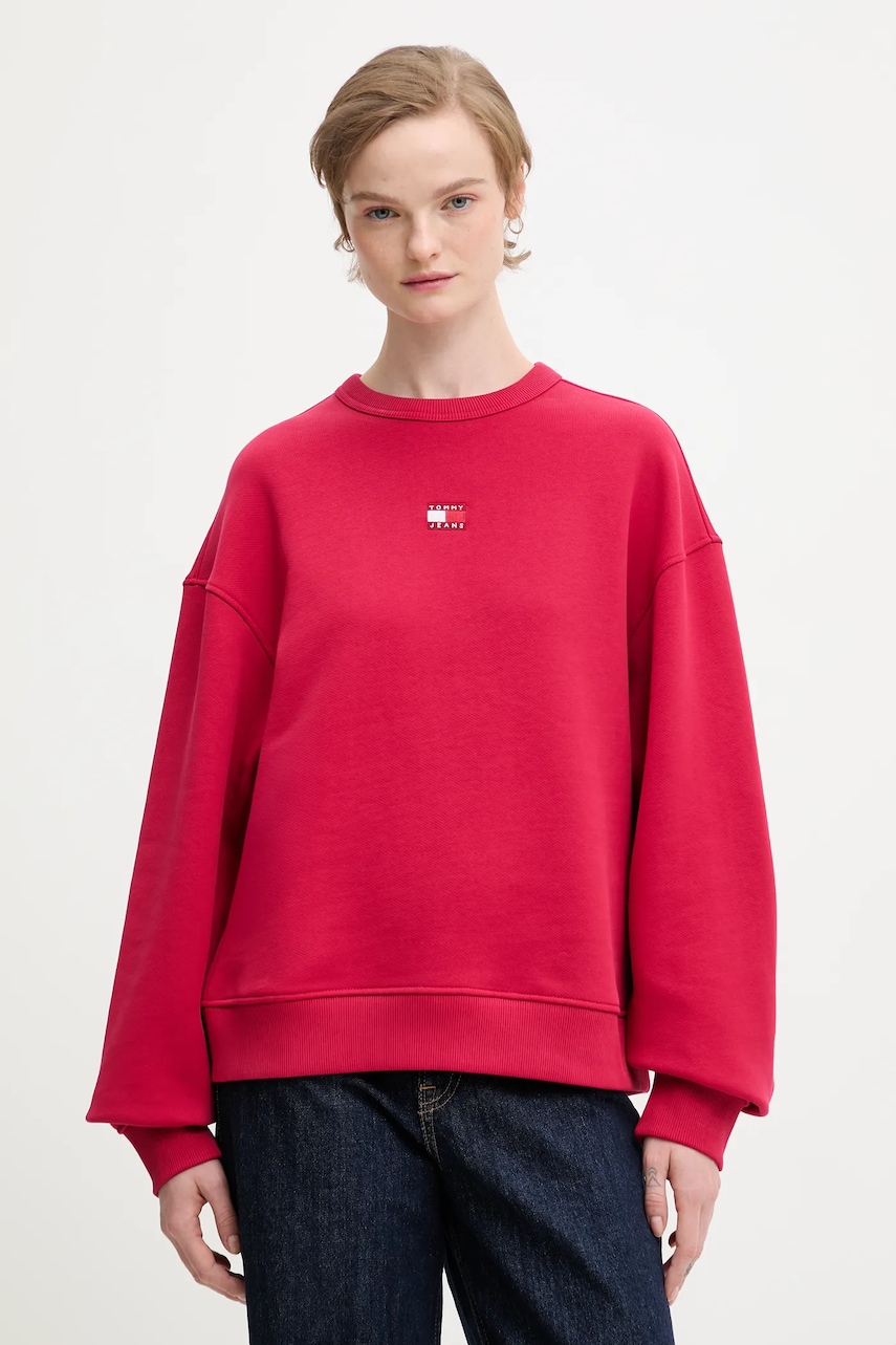 Tommy Jeans hanorac de bumbac culoarea negru, cu imprimeu, DW0DW17325