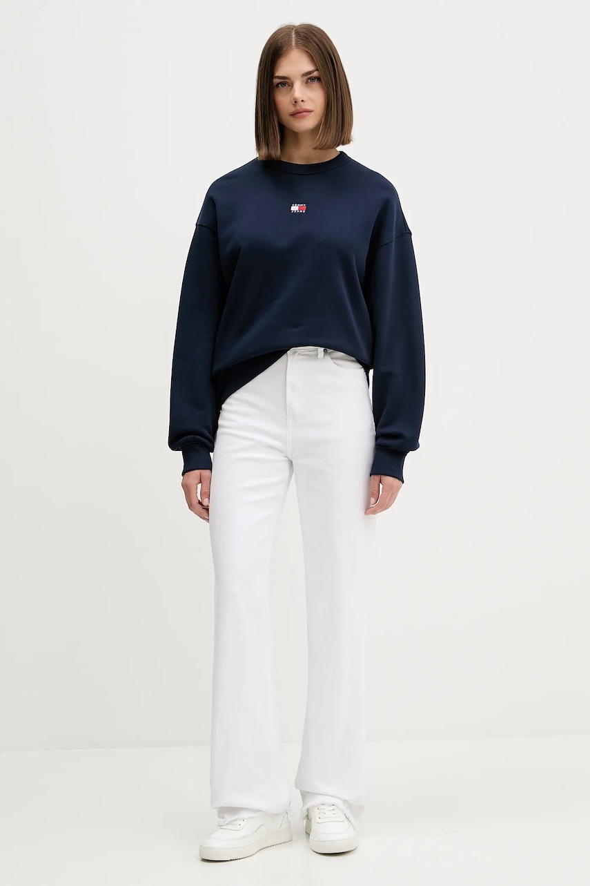 Хлопковая кофта Tommy Jeans цвет чёрный с аппликацией DW0DW17325 Хлопковая кофта Tommy Jeans цвет чёрный с аппликацией DW0DW17325